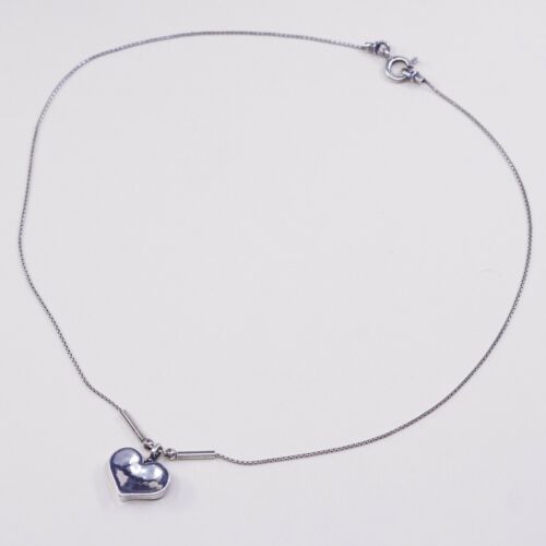 17”, Silpada N0514 925 Sterling Silver Snake Chain Necklace W/ Heart Pendant