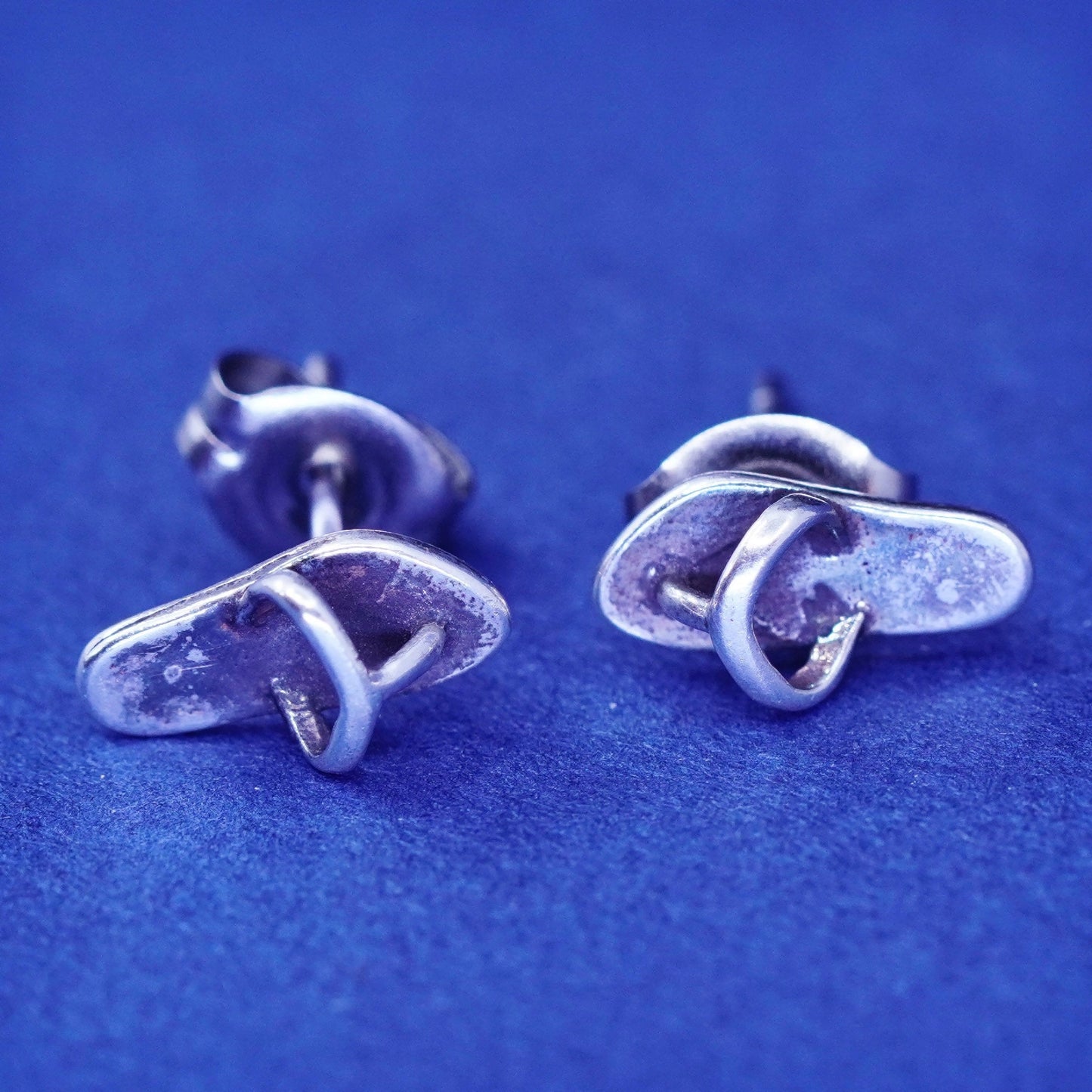 Vintage Sterling silver handmade studs, 925 sandals flip flop earrings