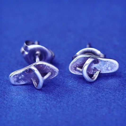 Vintage Sterling silver handmade studs, 925 sandals flip flop earrings