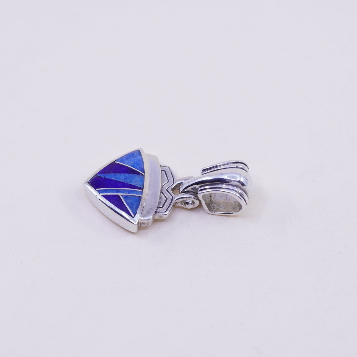 Vintage Teme Navajo Zuni Sterling 925 silver handmade pendant w/ sodalite lapis
