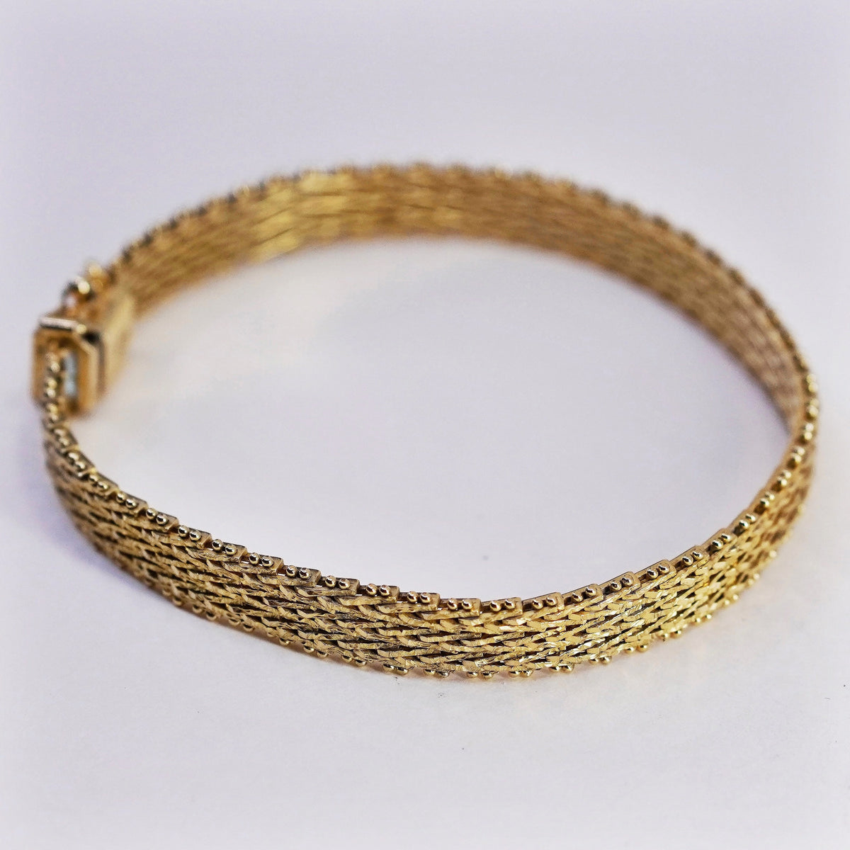 8”, two tone vermeil gold sterling silver bracelet, Italy 925 Riccio chain