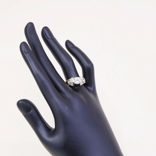Sz 9, Gold Over Sterling Ring, 925 Engagement Ring W/ Crystal, Stamped 925
