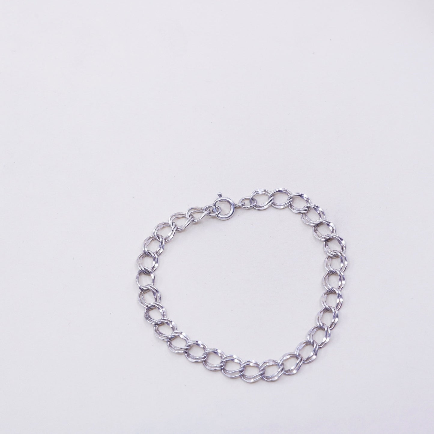 7”, 7mm, Vintage prochain sterling silver bracelet, 925 double curb chain