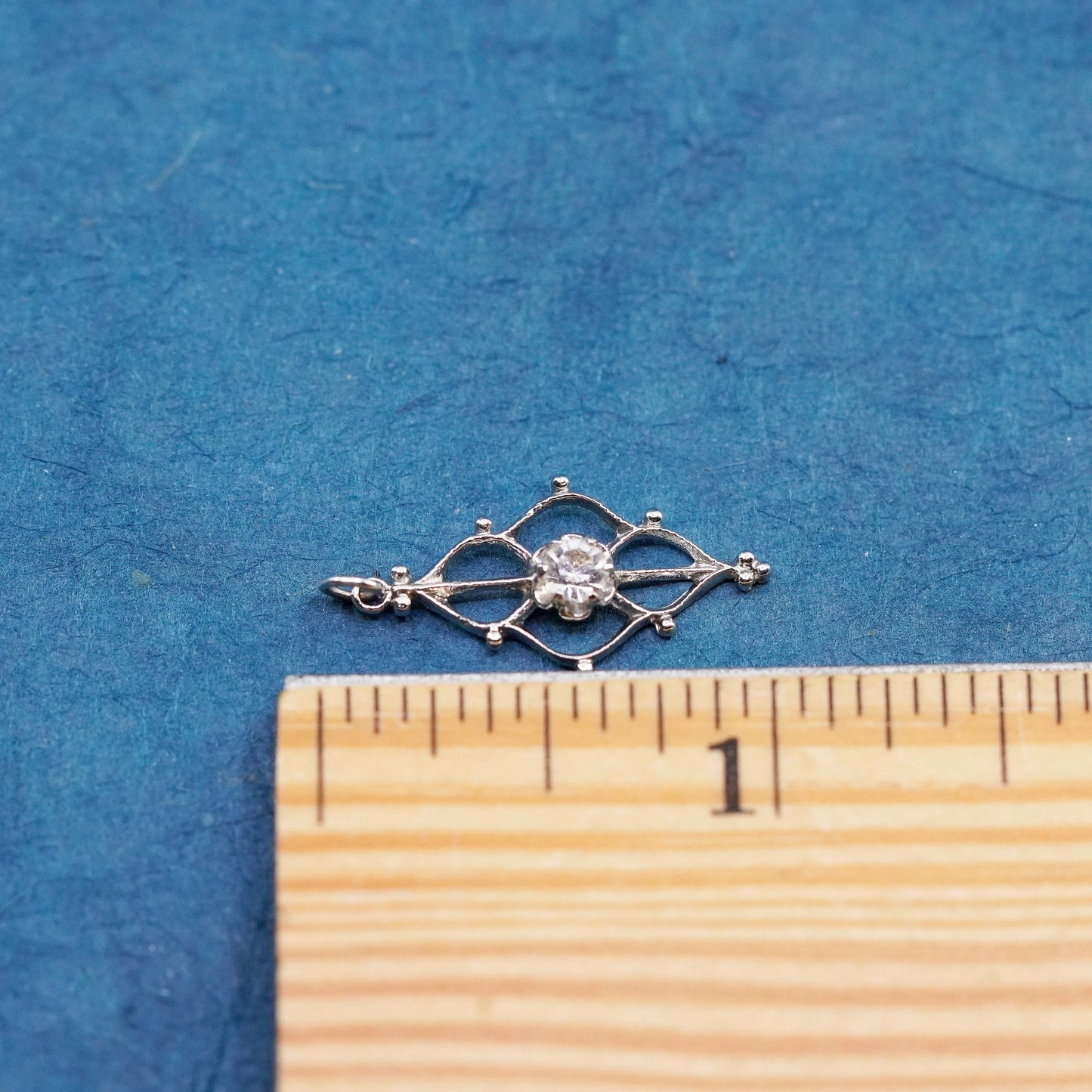 vintage Sterling silver handmade pendant, 925 wave with Cz