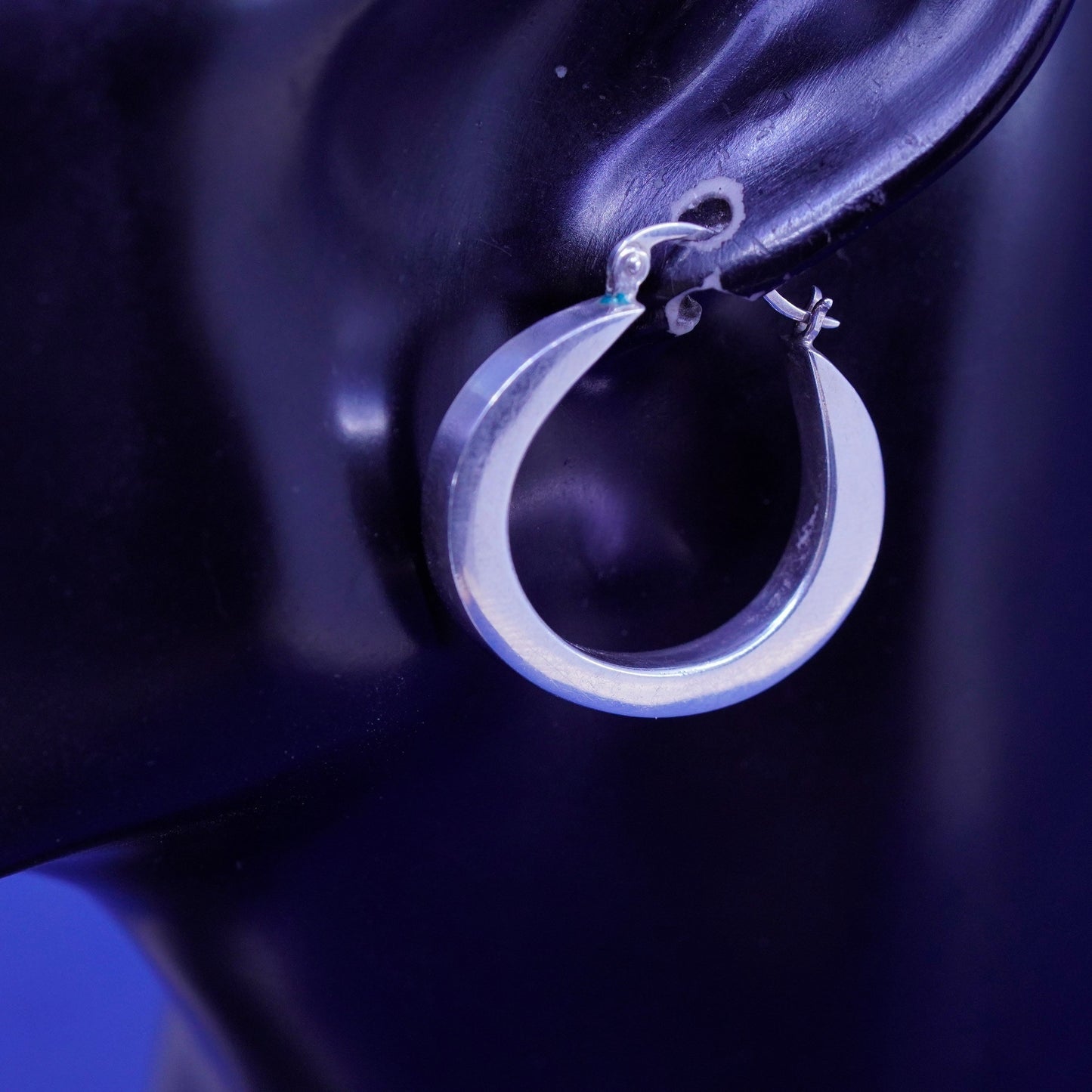 1.25”, vintage Sterling silver handmade hoop earrings, bold 925 huggie