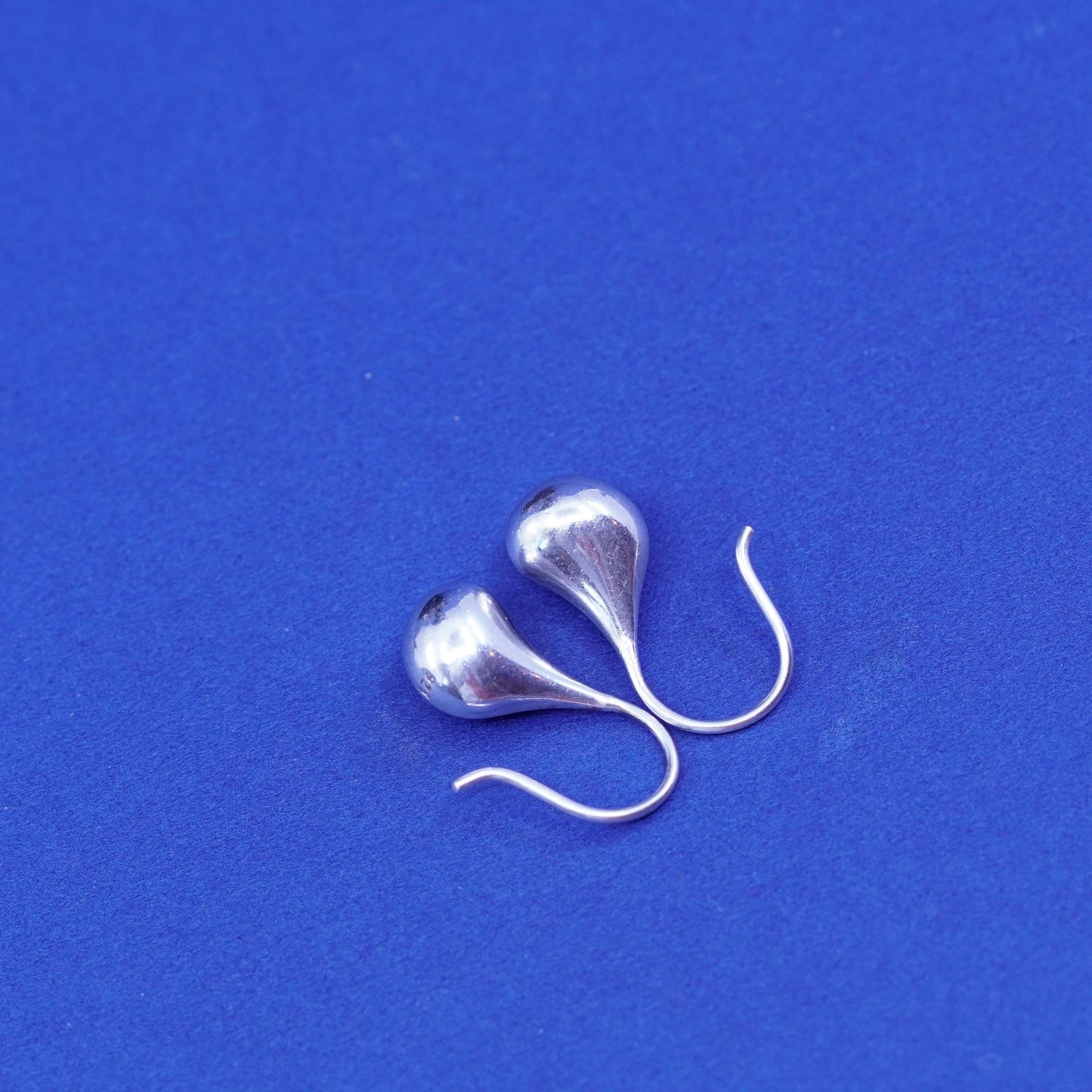 Vintage sterling silver handmade earrings, 925 simple teardrop drops