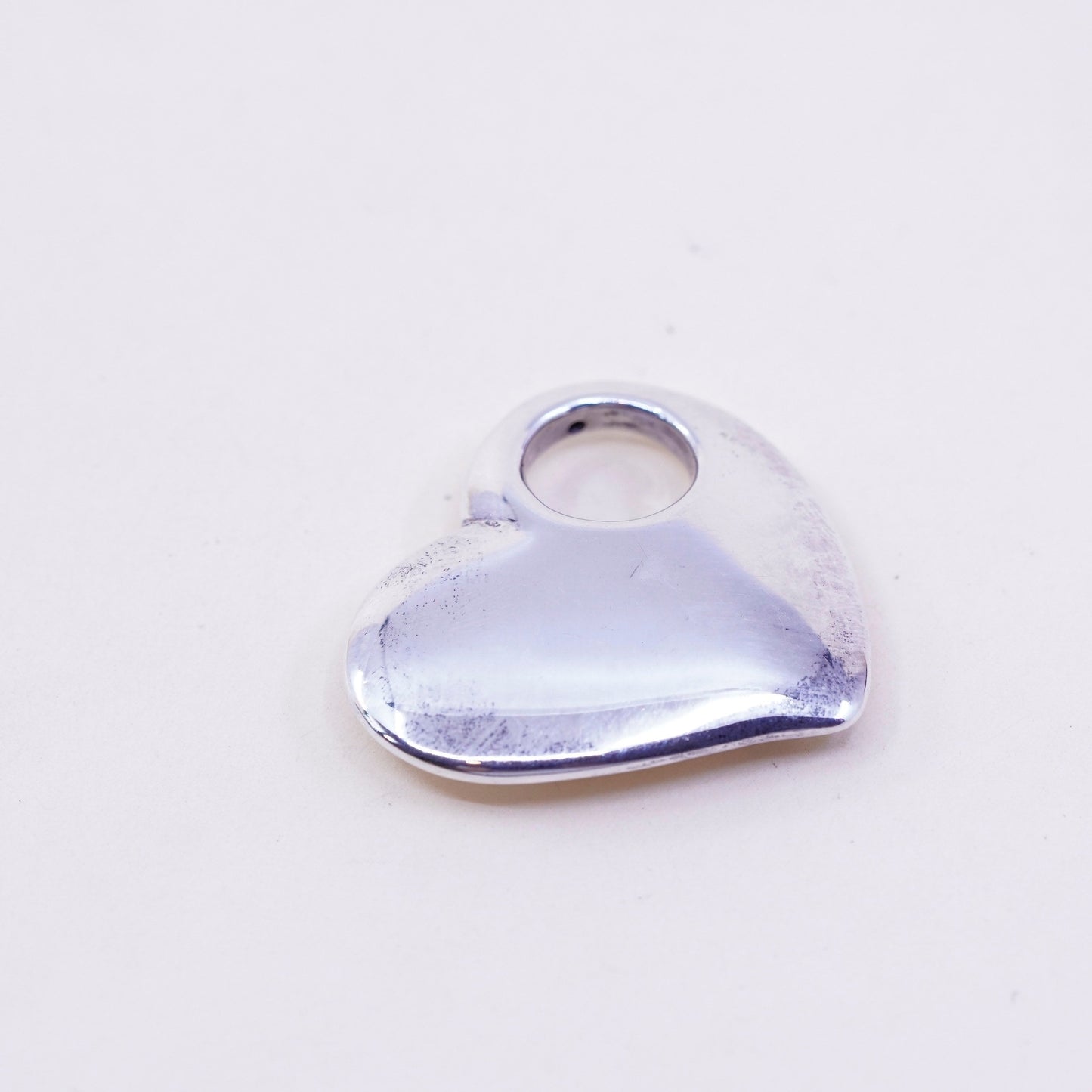 Vintage handmade sterling silver heart, 925 charm pendant