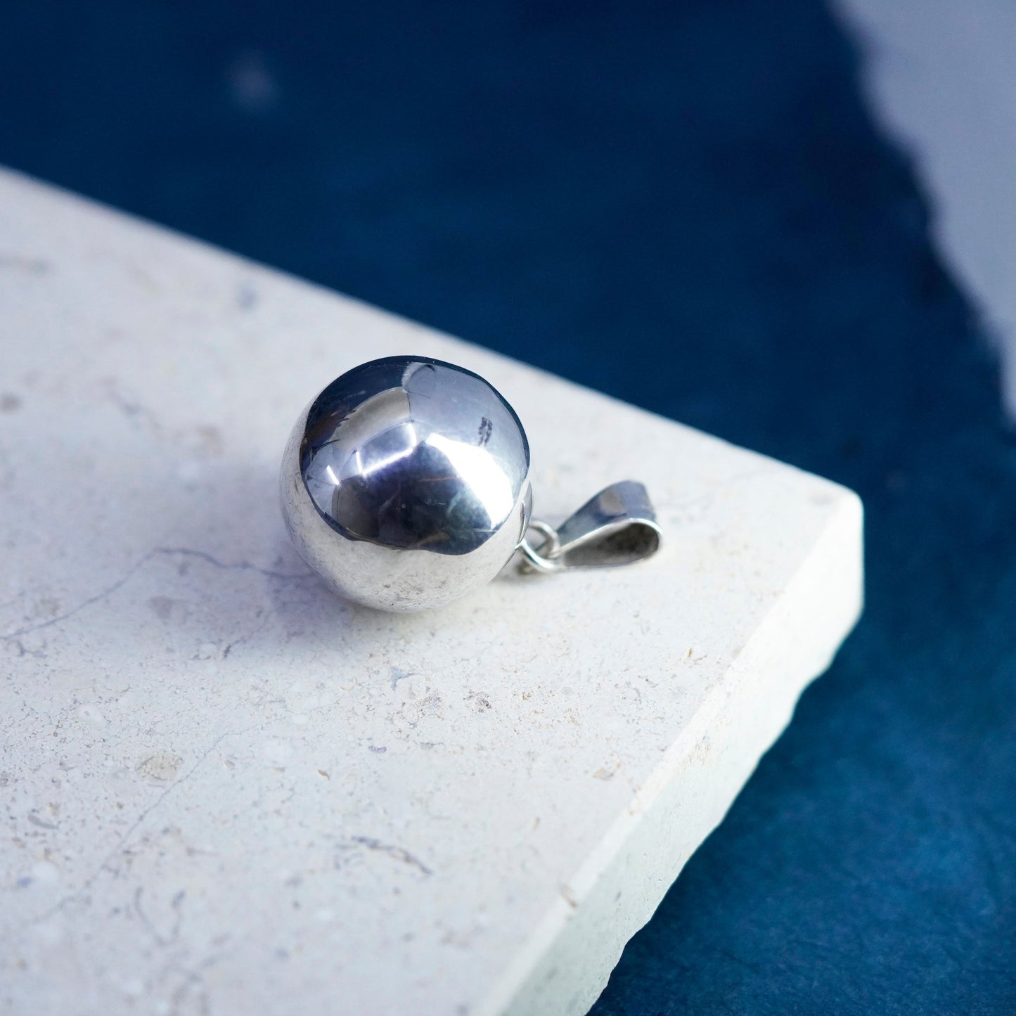 1”, Sterling silver mirror circle shaped chime, bell, ring, 925 harmony ball