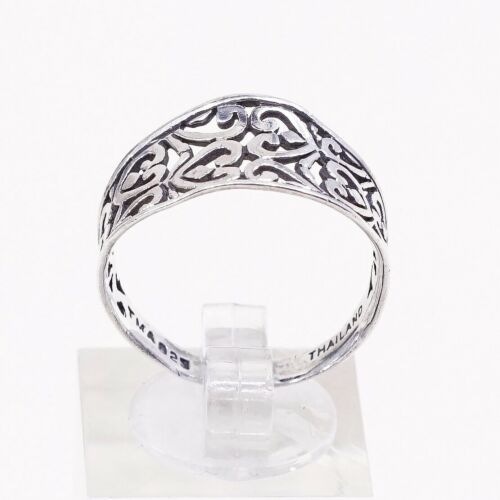 Size 8.75, Vtg Sterling Silver Handmade Ring, 925 Silver Band W/ Filigree Whirl