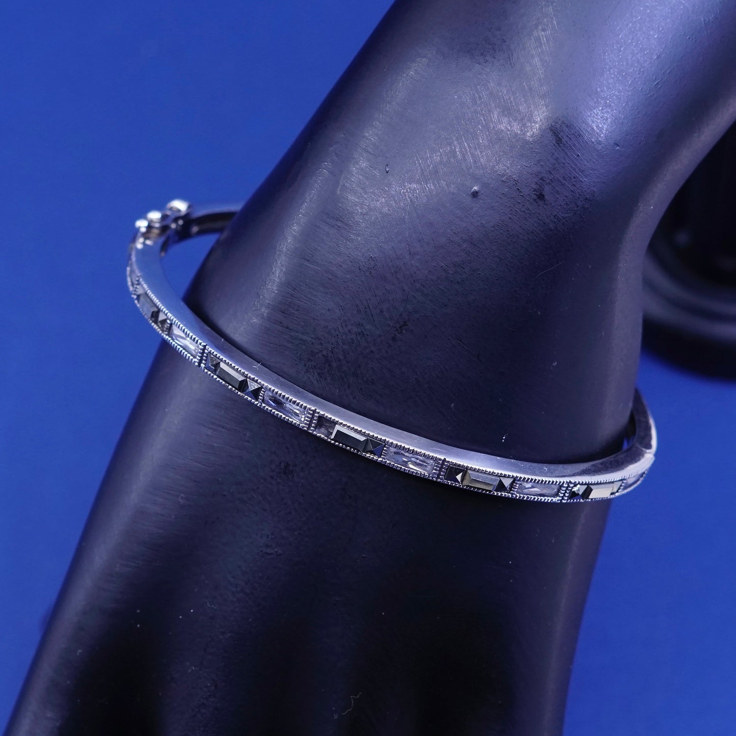 7”, Judith Jack sterling silver marcasite bracelet, 925 bangle w/ Marcasite