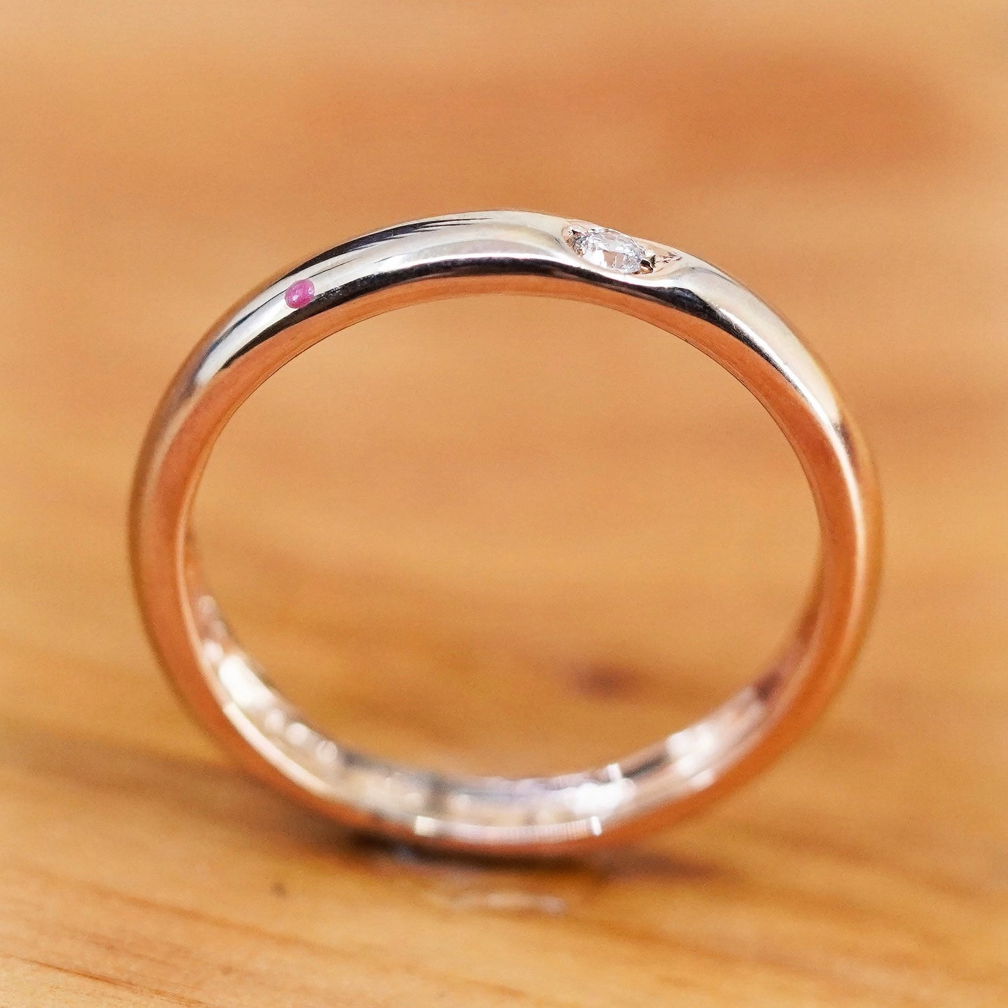 Size 9, Italy rose gold Sterling silver handmade ring, 925 stackable band cz