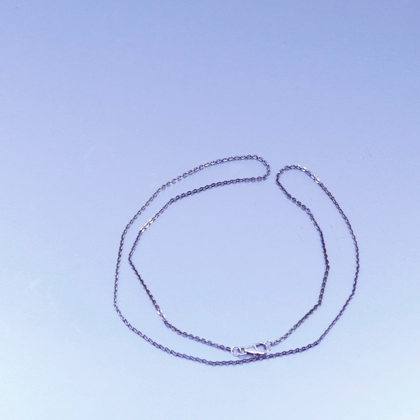 18” 1mm, vintage Italy Sterling 925 silver flatten circle chain necklace