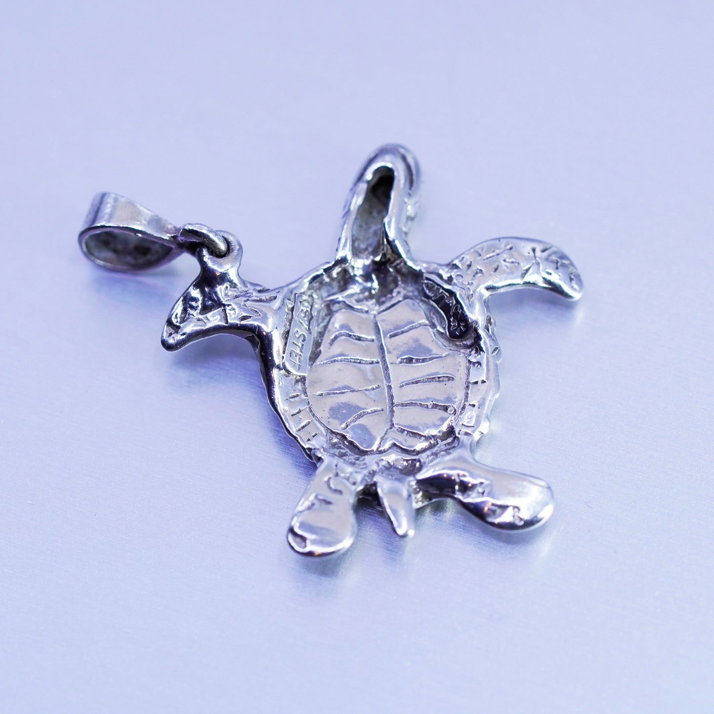 Antique Sterling silver handmade simple 925 sea turtle charm pendant