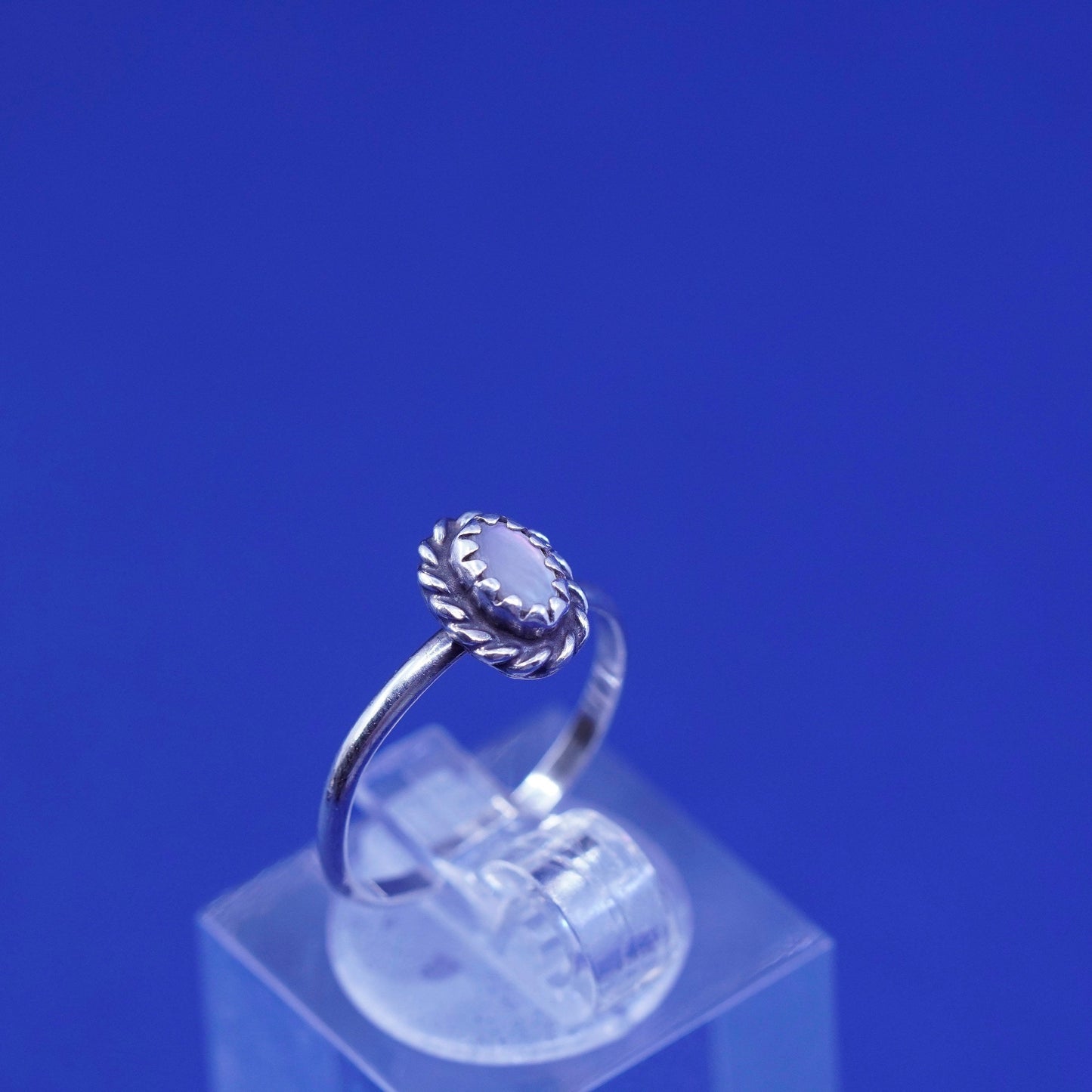 Size 4, southwestern Sterling 925 silver handmade ring with mother of pearl