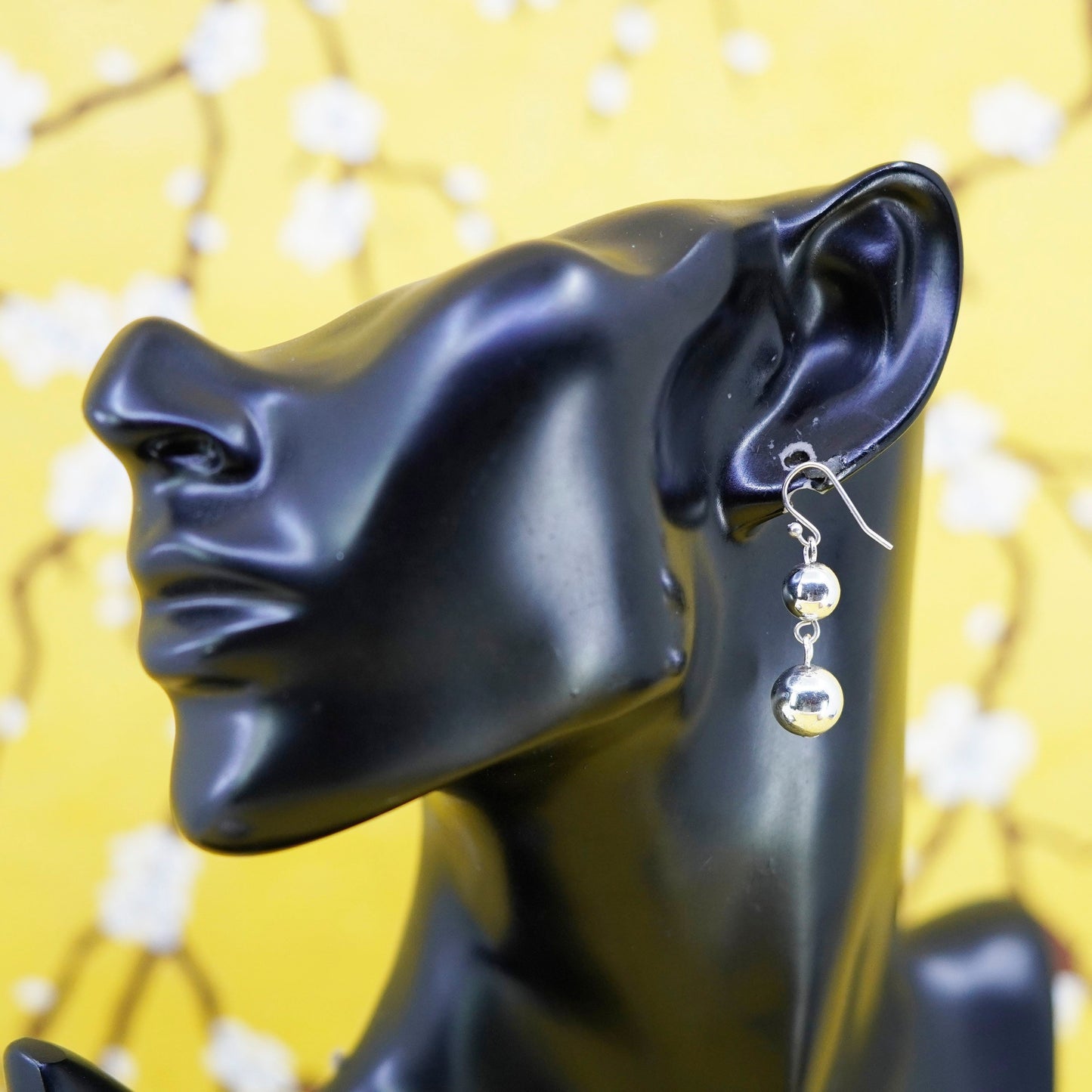 Vintage Sterling silver handmade earrings, 925 beads drops