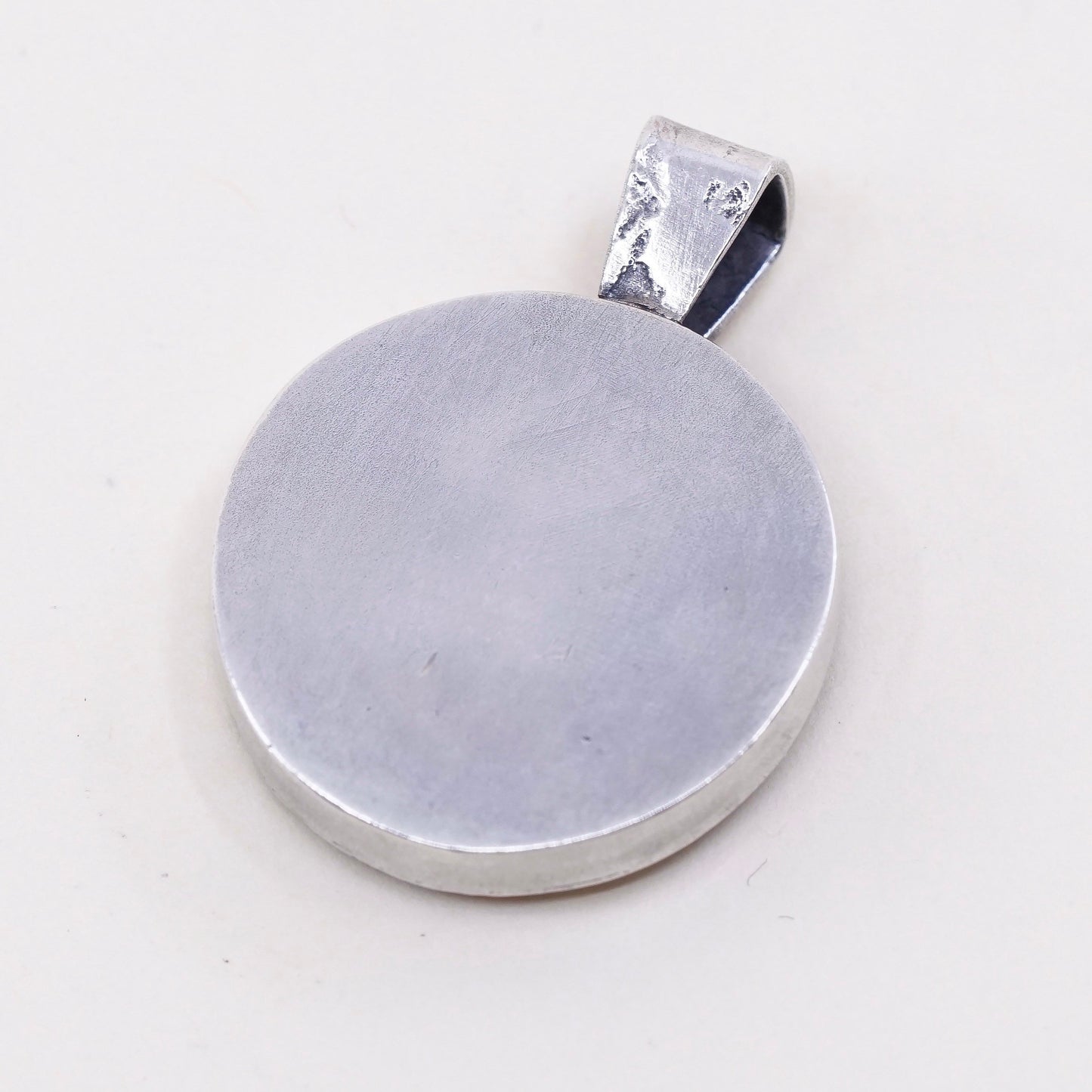 vtg 14K gold accent w/ sterling silver handmade textured pendant with purple