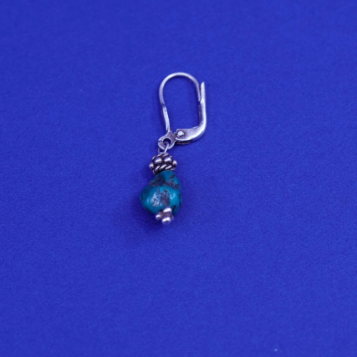 Vintage sterling silver handmade earrings, 925 hooks with turquoise beads