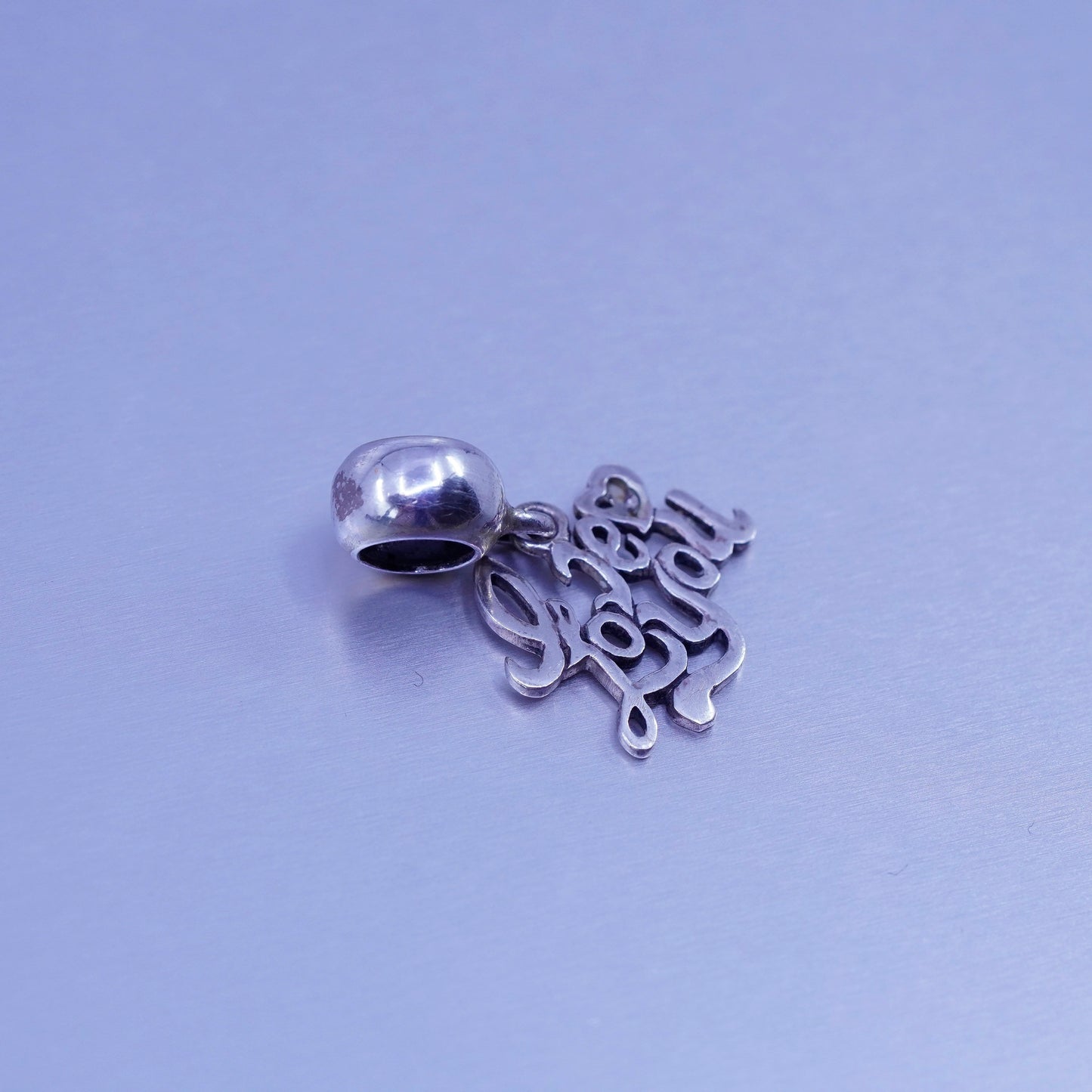 antique sterling 925 silver handmade pendant charm “I love you”