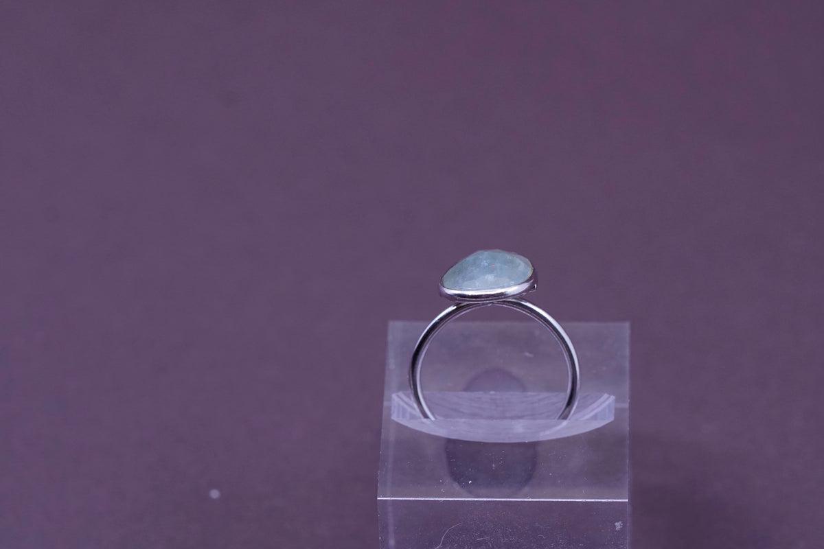 Size 8, vintage Sterling silver ring, 925 silver statement ring with jade