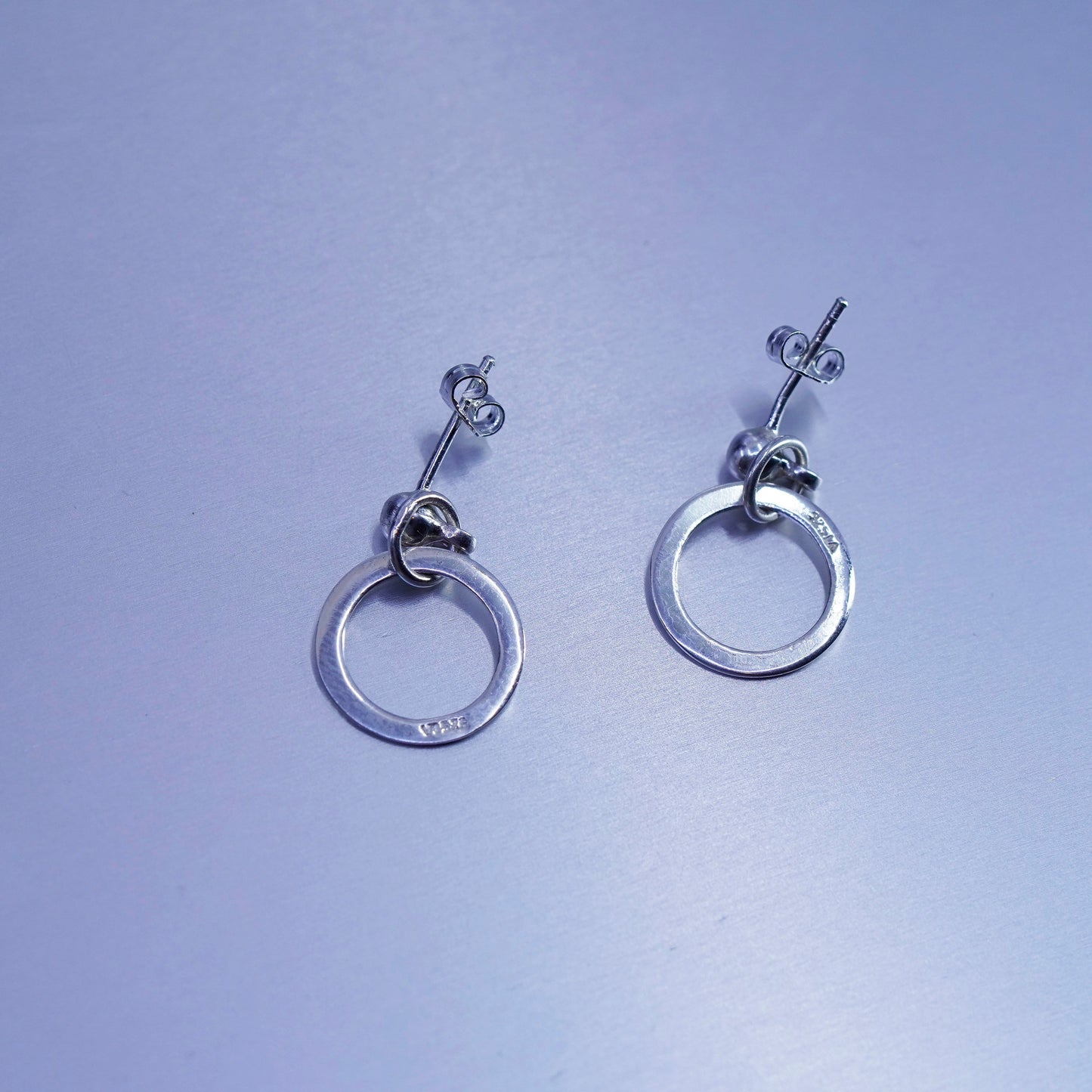 Vintage Sterling 925 silver handmade entwined circle earrings