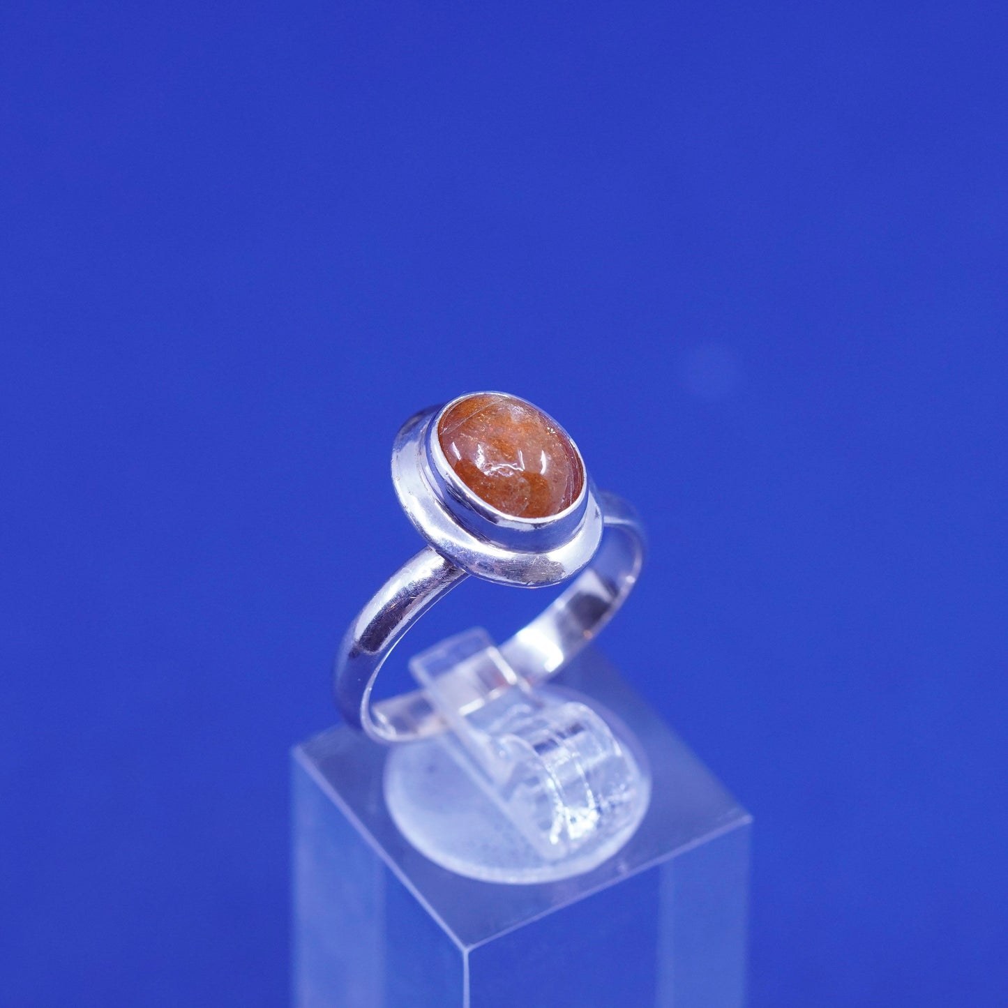 Size 8, vintage sterling 925 silver handmade ring with yellow citrine