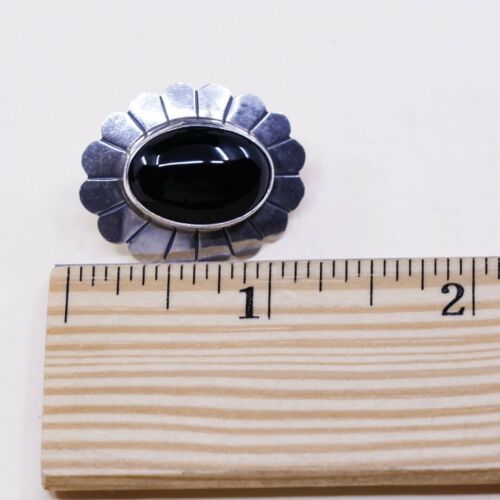 Navajo Southwestern Sterling Silver Handmade Earrings, 925 Studs W/ Obsidian