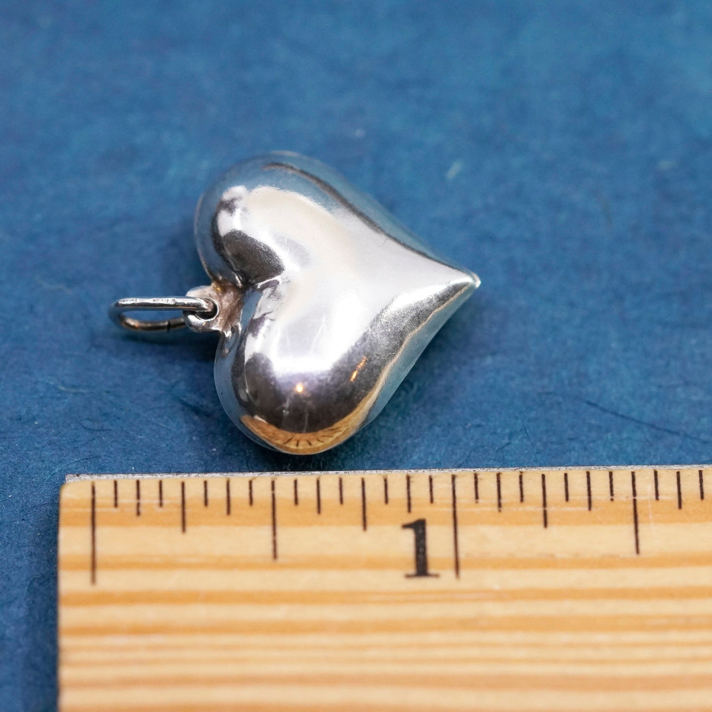 Vintage Sterling silver handmade pendant, puffy 925 heart