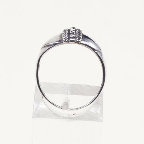 Size 6, Vtg Sterling Silver Handmade Ring 925 Silver Band w/ beads inlay