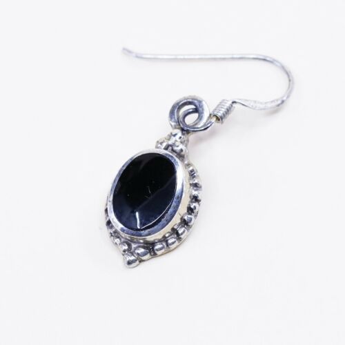 Amazing handmade Sterling Silver earrings, 925 Oval Obsidian N Beads