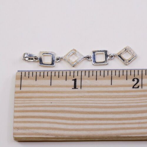 Vintage Thailand Sterling Silver Square Circle Pendant, Solid 925 Silver Charm