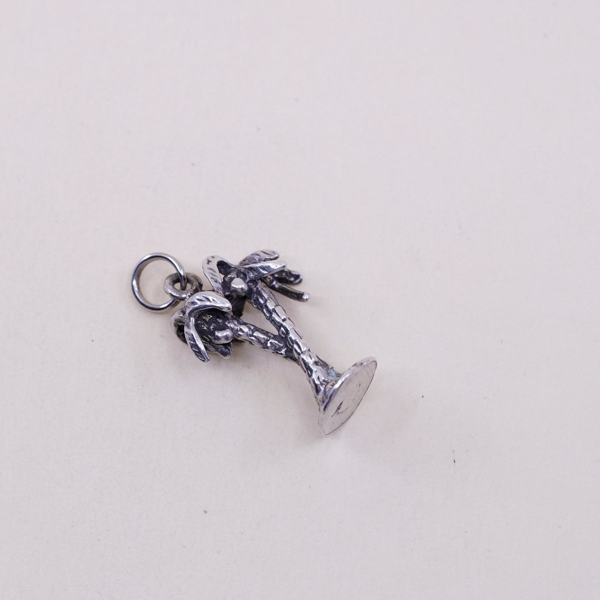 Vintage sterling silver handmade pendant, 925 silver charm palm tree