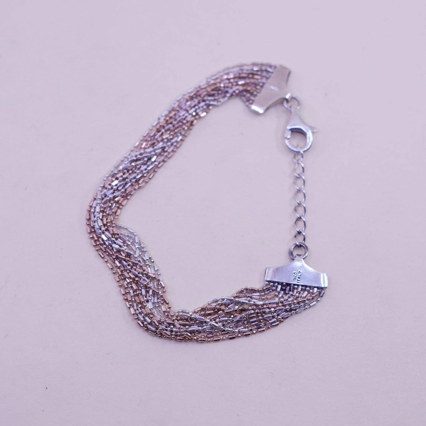 6.75+1”, Dyadema multi strands sterling silver bracelet, 925 bead multi strands
