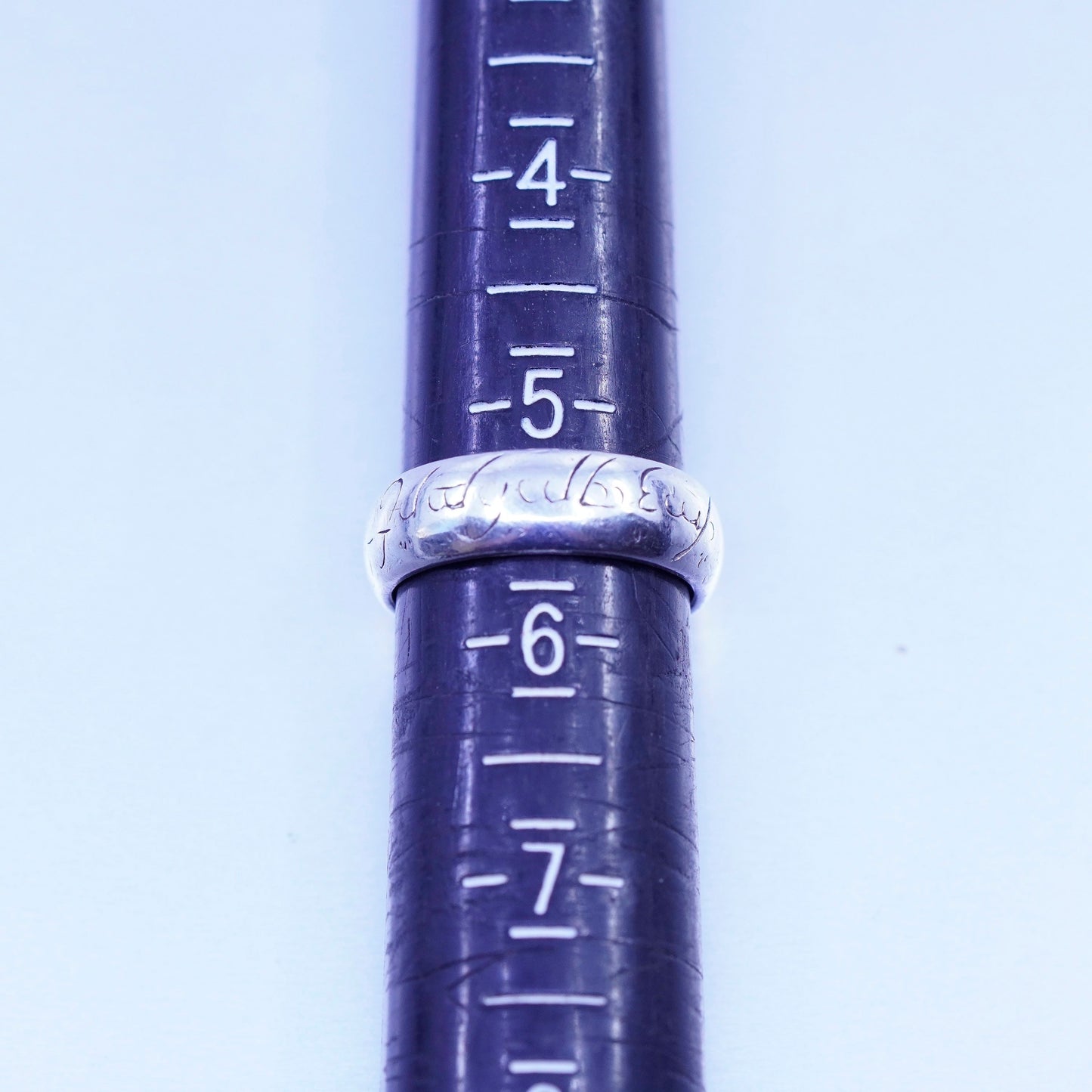 sz 5.25, southwestern Sterling 925 silver inspirational ring, band embossed