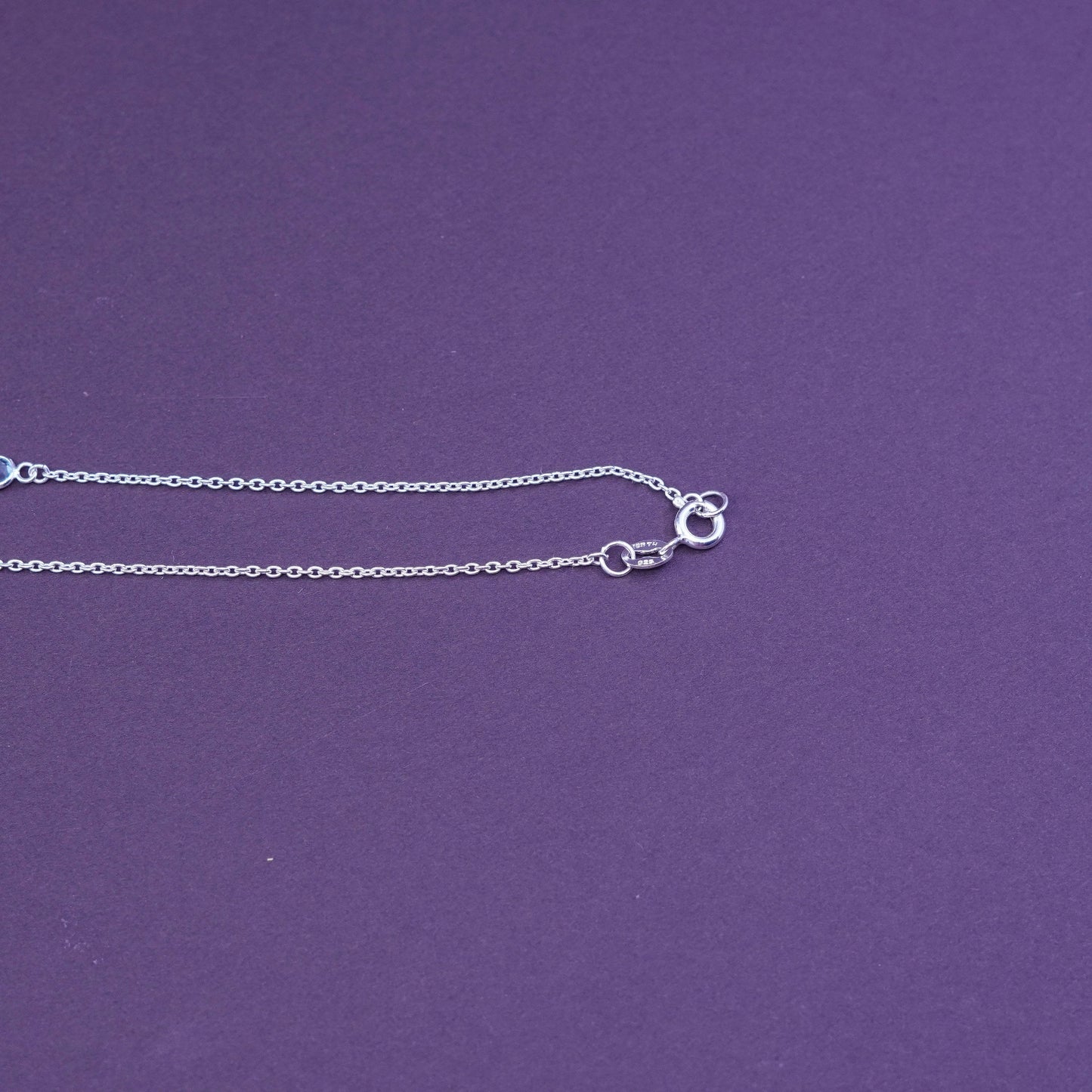 18”, 1mm, vintage Sterling silver necklace, 925 circle chain with Cz pendant