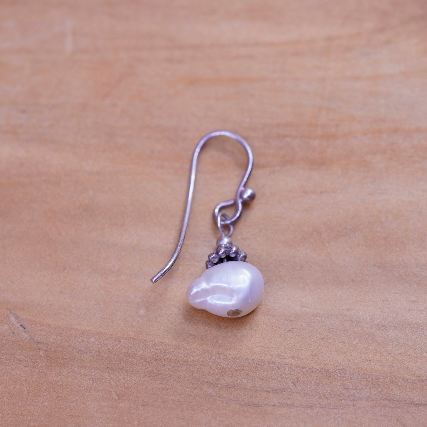 Vintage Sterling 925 silver handmade earrings with pearl