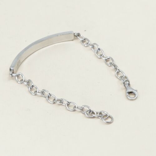 7” 6mm, Vintage Sterling Silver Handmade Bracelet, 925 Circle chain W/ Blank Bar