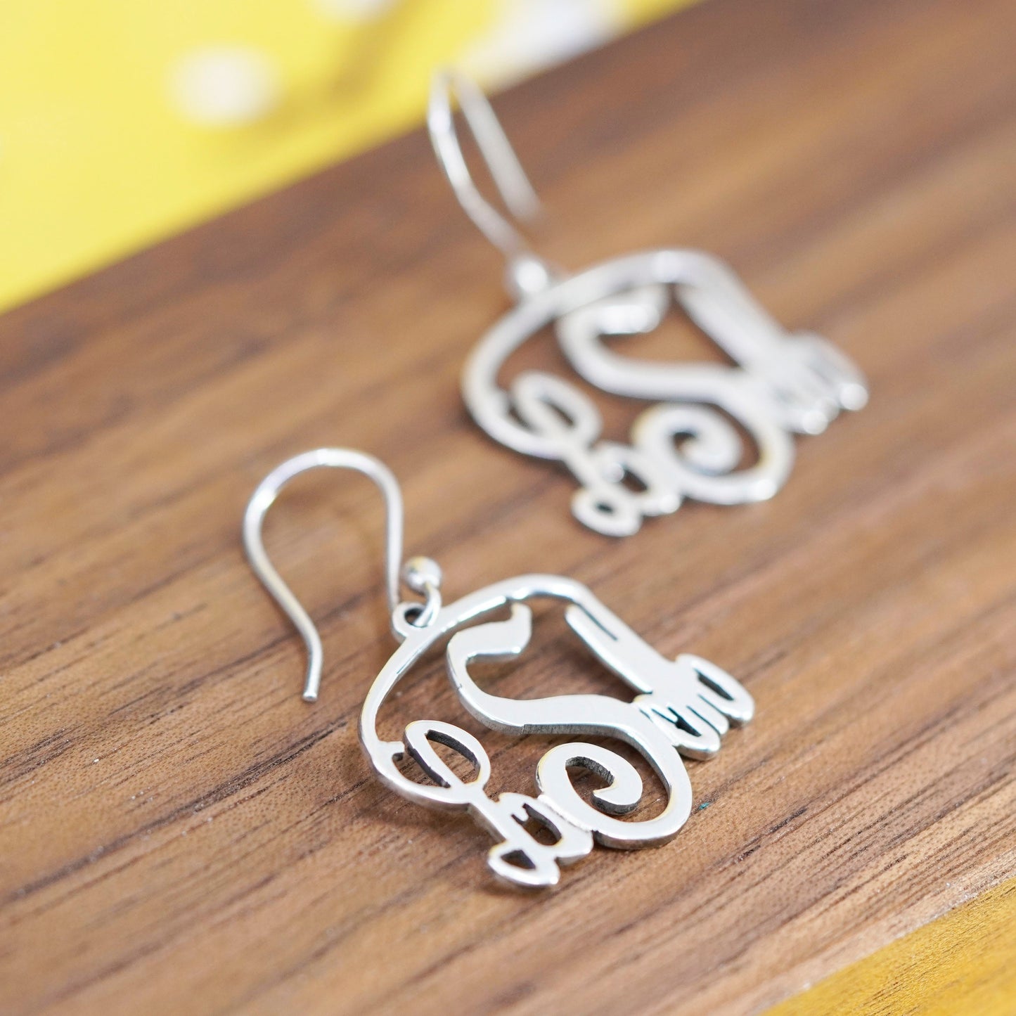 Vintage Sterling silver handmade earrings, 925 monogram initial “LSM” drops