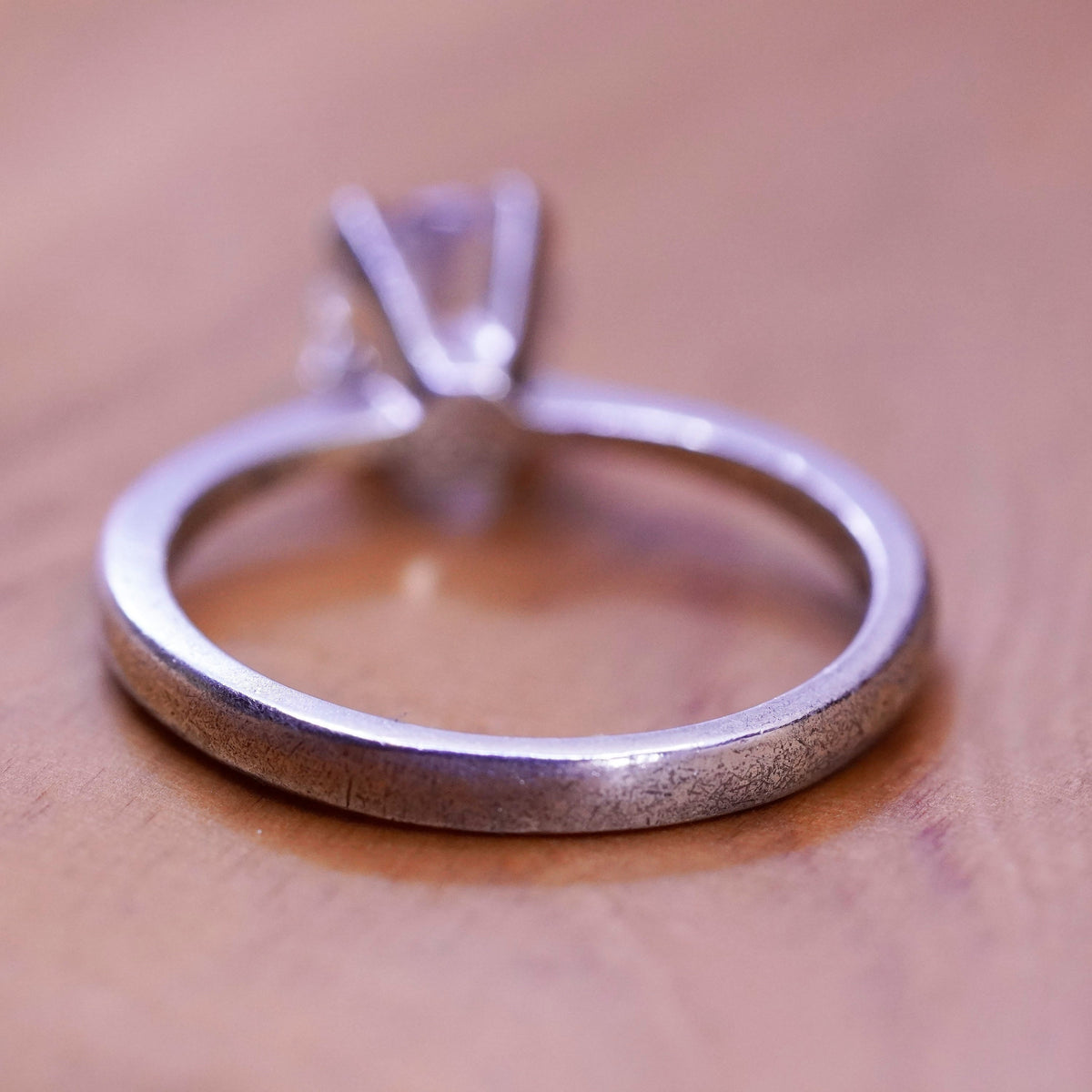 Size 7, vintage Sterling silver handmade ring, 925 engagement band with cz
