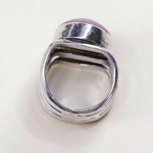 Sz 5.5, Vtg Sterling Silver Handmade Ring, 925 Statement Ring W/ Purple Ring