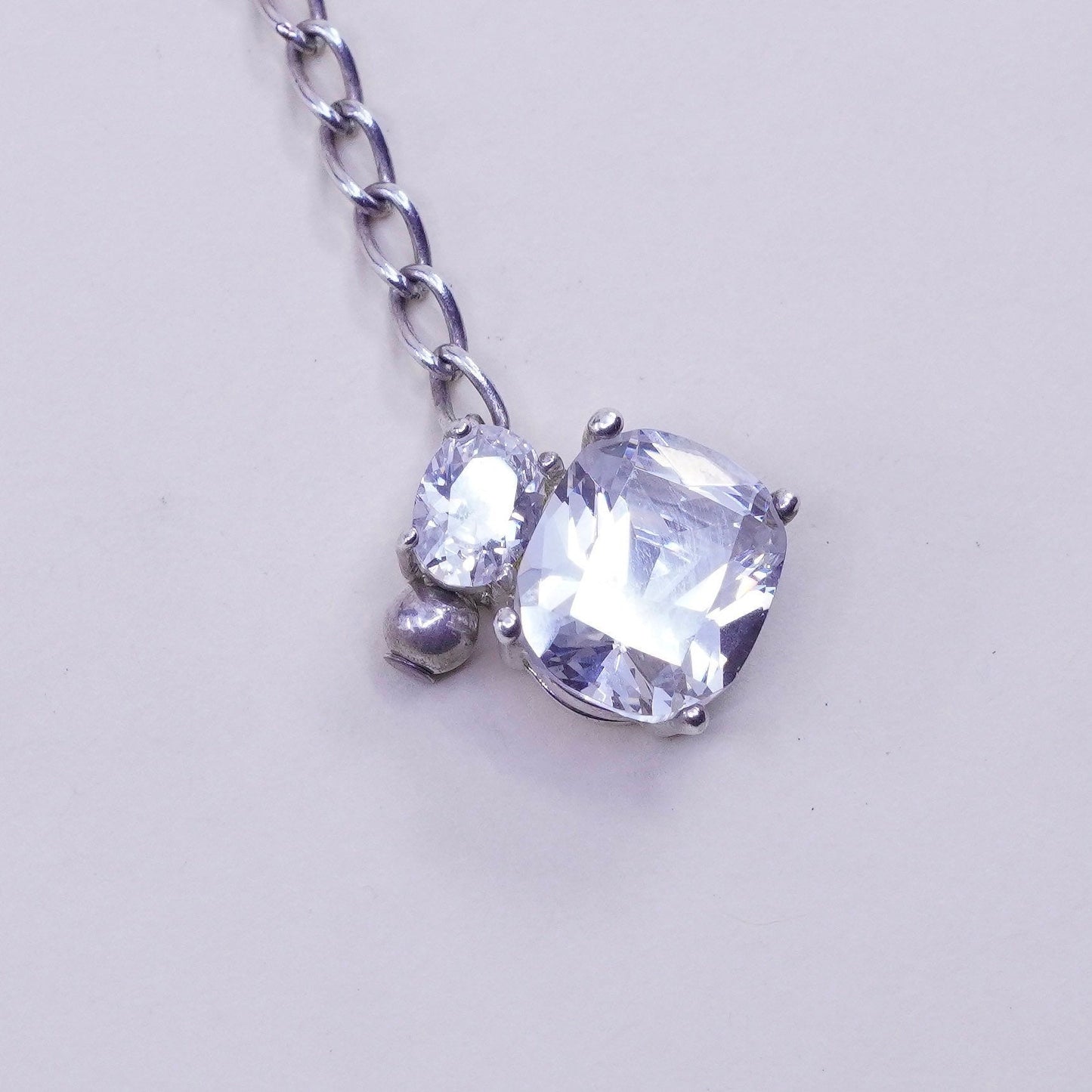 16+2” 2mm, Vintage sterling silver snake chain with Cluster Cz pendant