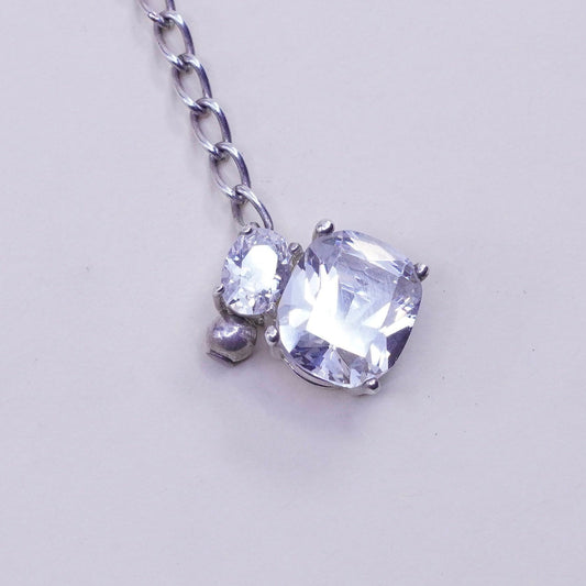 16+2” 2mm, Vintage sterling silver snake chain with Cluster Cz pendant