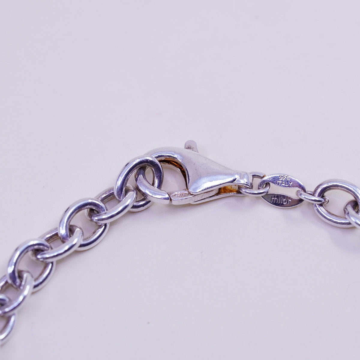 7.5”, 6mm, Vintage sterling 925 silver textured oval link chain