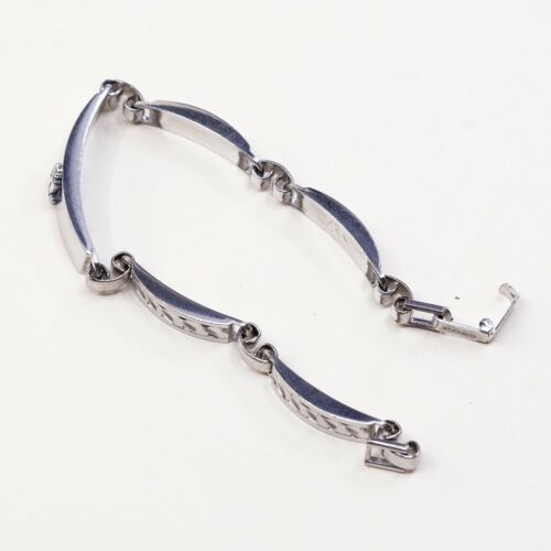 6.5”, Vtg Italy Sterling 925 Silver Handmade Bar Chain Bracelet w/ Tag