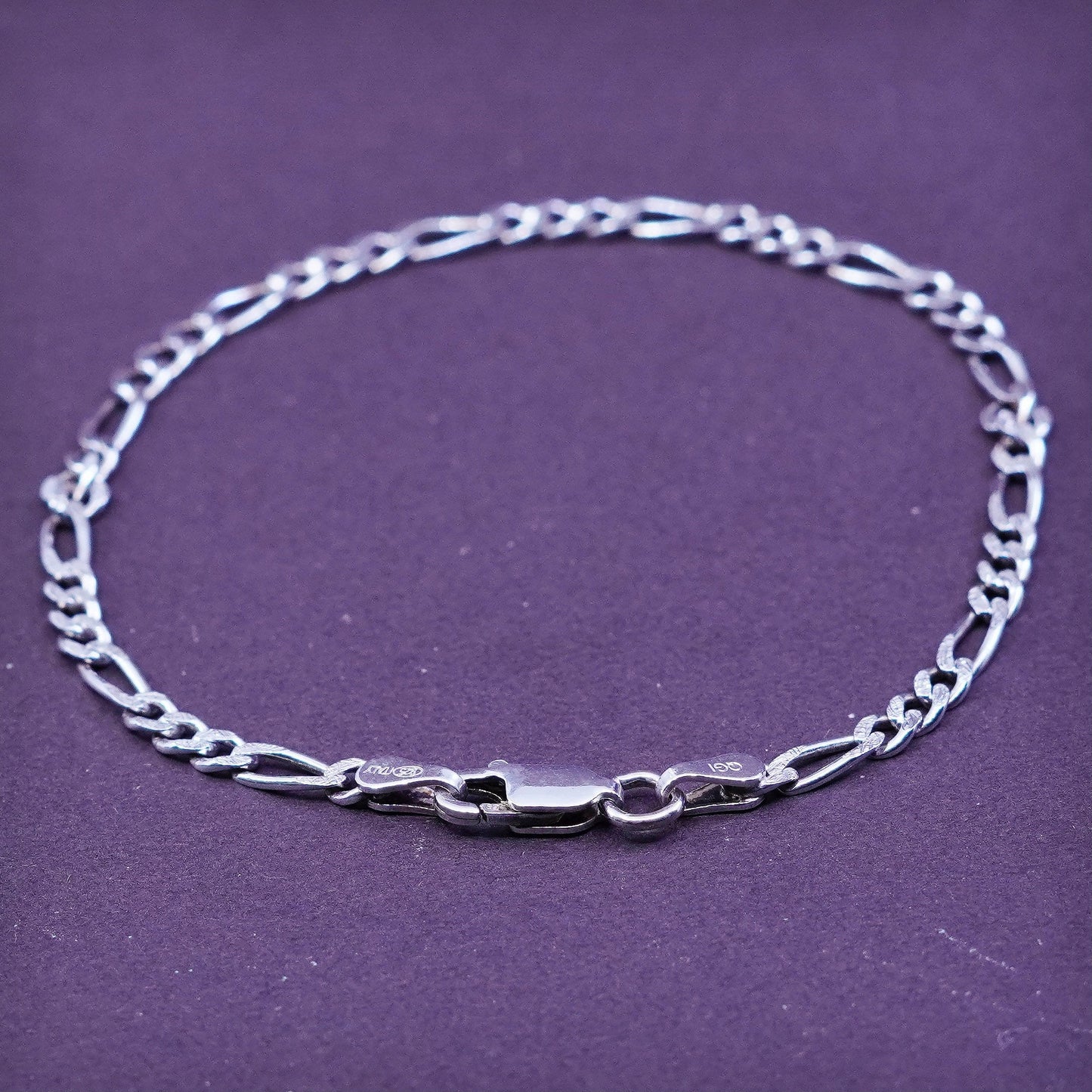 7”, 3mm, vintage Sterling silver bracelet, 925 figaro link chain