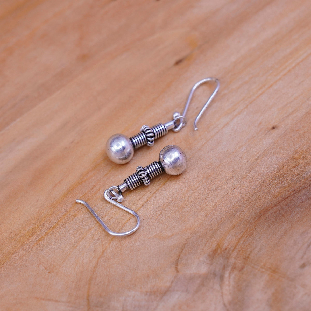 Vintage Sterling silver handmade earrings, 925 beads drops
