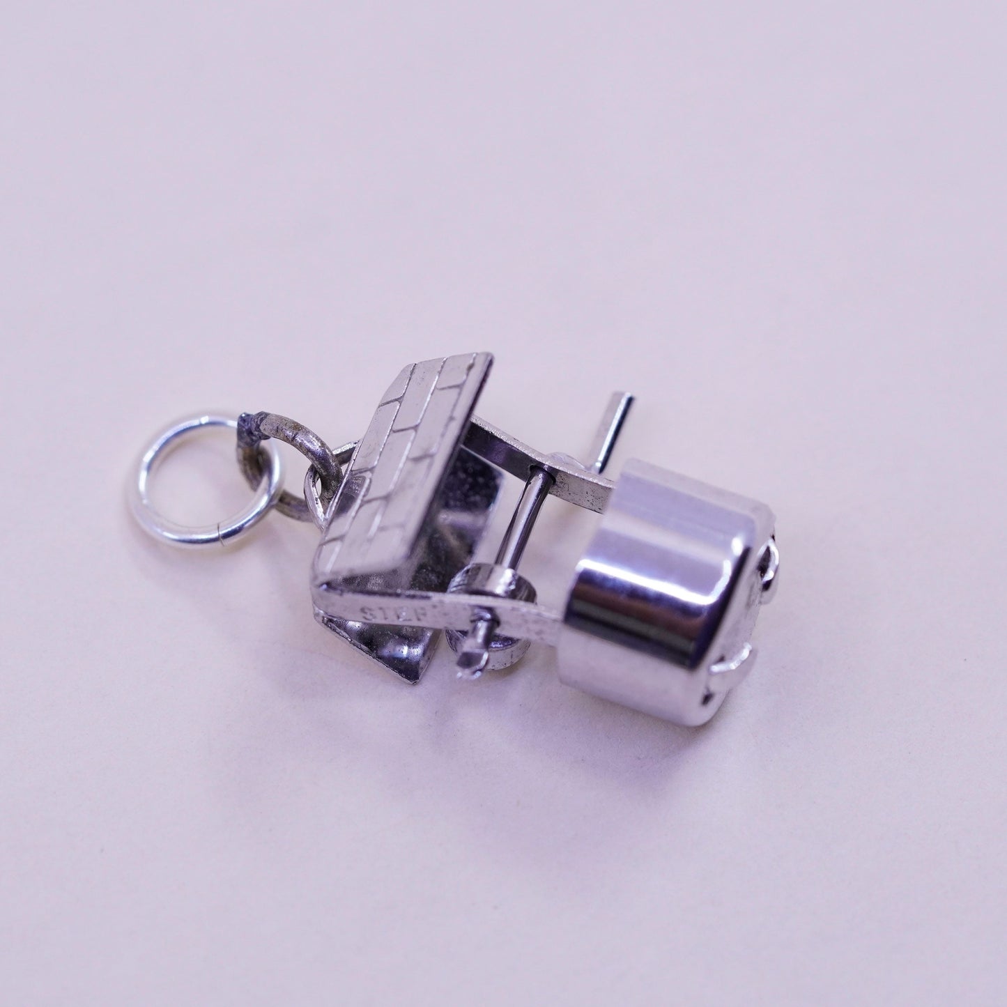 Vintage sterling silver handmade pendant, 925 ancient well charm