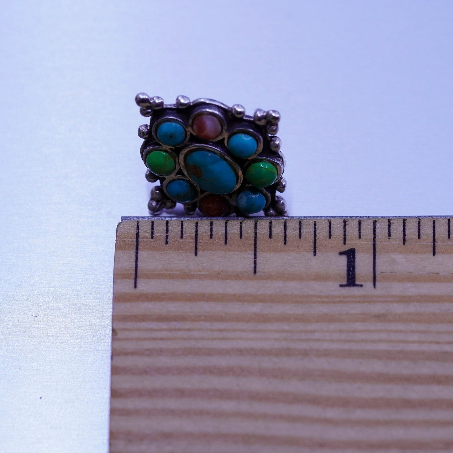 vtg Native American navajo Sterling 925 silver earrings, studs turquoise coral