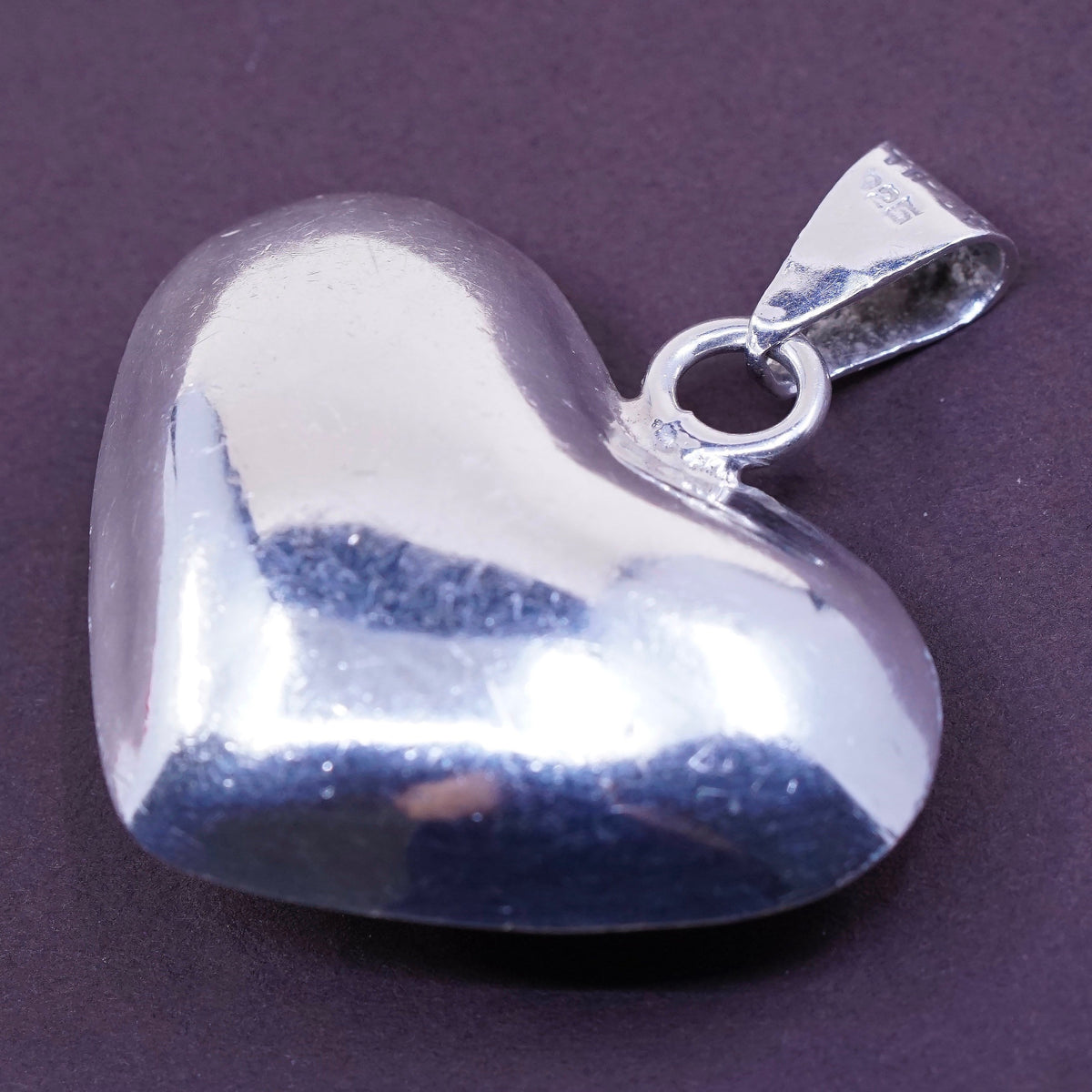 mexico Sterling silver handmade heart pendant, 925 big heart