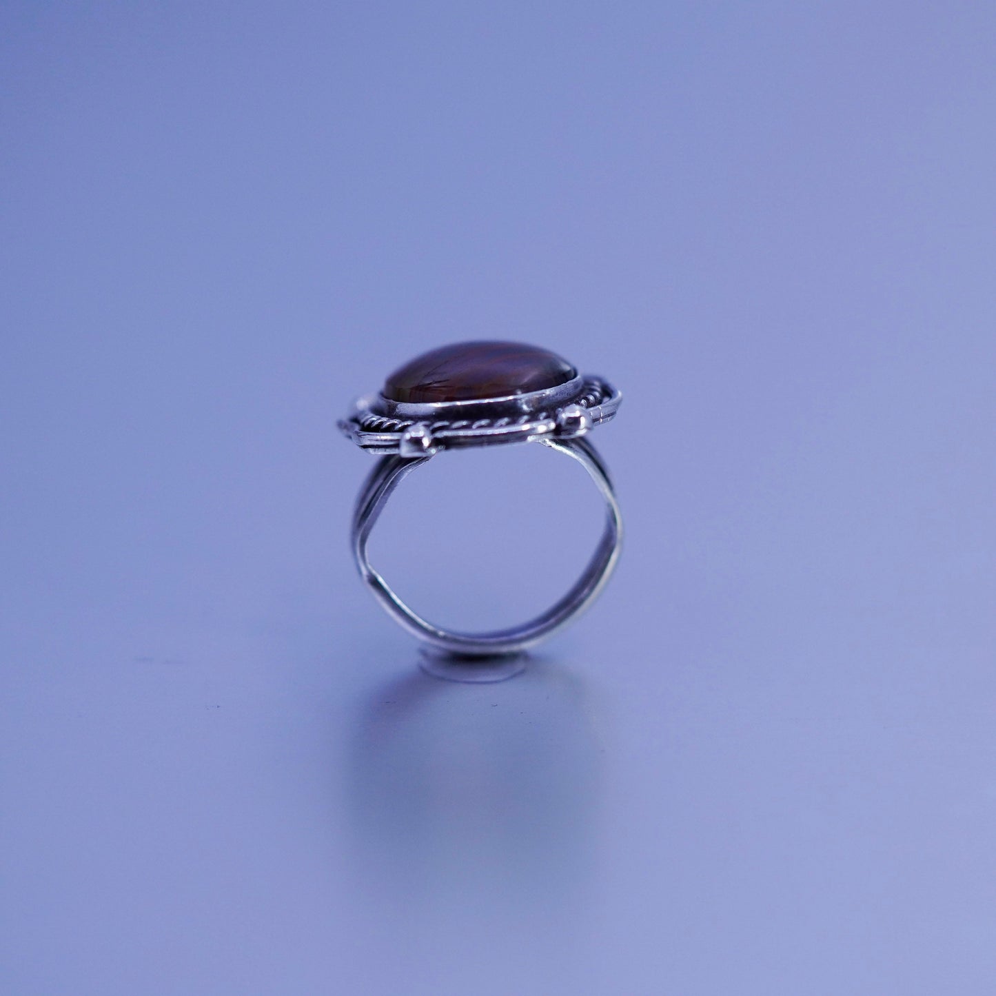 Size 6.5, vtg southwestern Sterling 925 silver handmade ring w/ oval red jasper
