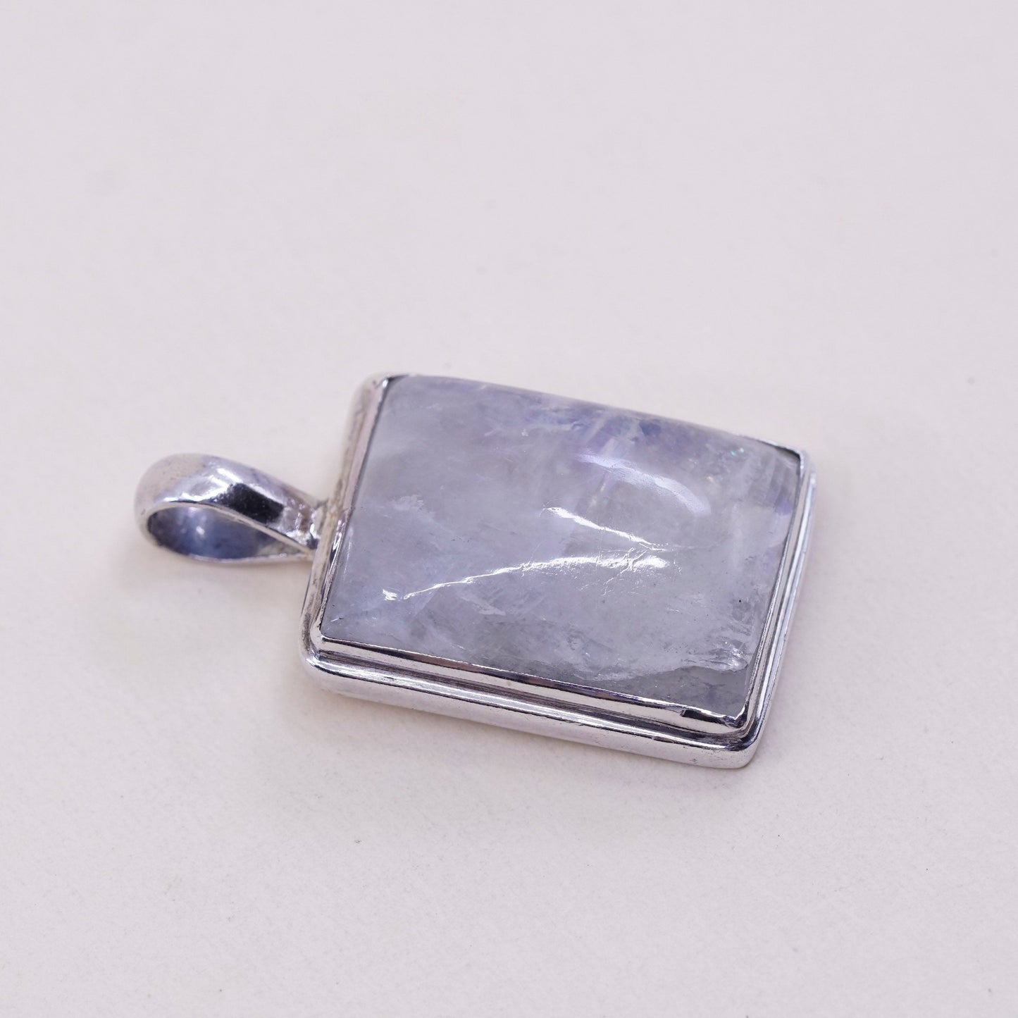 Vintage Sterling silver handmade pendant, Mexican 925 silver with moonstone
